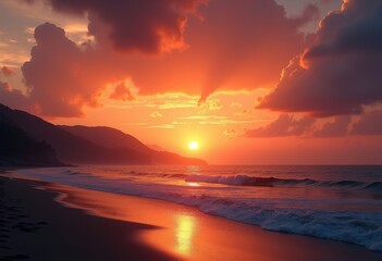 Majestic Sunset Expansive Horizon Vibrant Sky Dramatic Colors Nature's Beauty Twilight Serenity