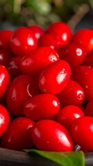Close-up of many bright red berries