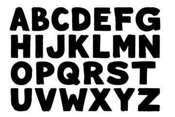 Creative bold lettering in uppercase showcasing the entire alphabet with a playful and artistic design