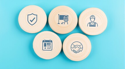 Business strategy concepts for success security planning teamwork schedule and construction worker icon