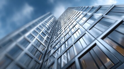 Fototapeta premium Contemporary Urban Architecture: A Captivating Perspective of a Modern Skyscraper
