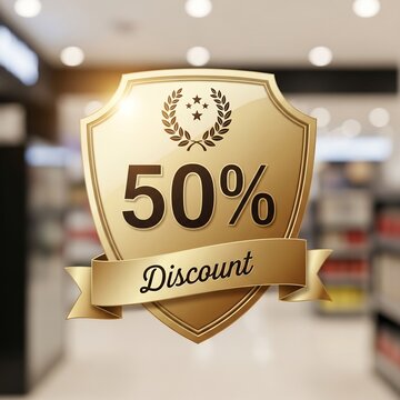 Limited time 50% discount offer, shop now and save with this golden promotion for your business