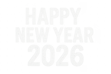Happy new year 2026 greeting on transparent background