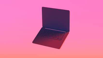 Dark Laptop Pink Gradient Background 3d illustration