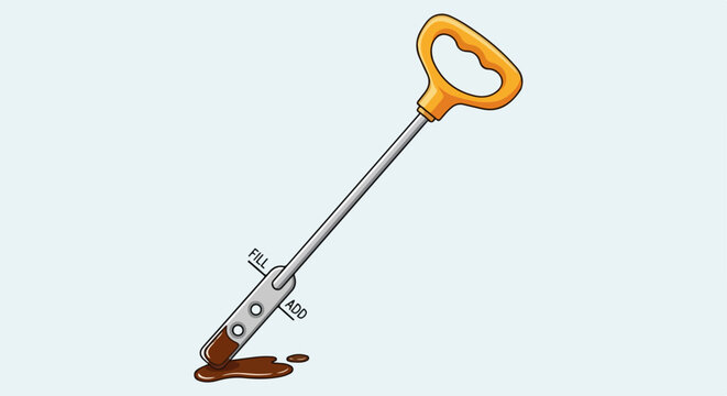 Soil sampler tool vector illustration for agricultural research and garden testing. Soil sampling device with handle and probe for earth analysis. Agricultural tool for soil testing and cultivation.