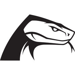 Stylized black viper head logo isolated on white background
