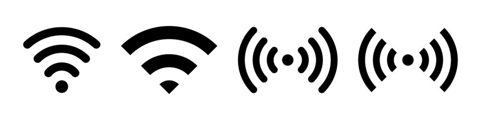 Different black wifi icon set. Wireless internet Sign isolated on white background. Vector wi-fi signal 