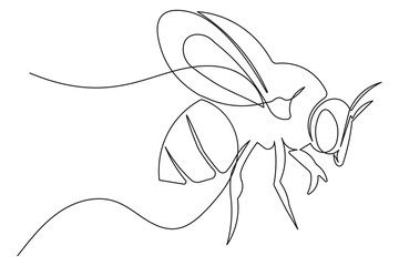Elegant bee continuous one line art outline isolated simple minimalist illustration