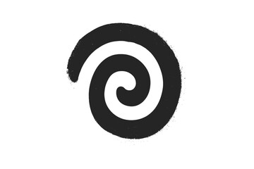 Swirling black spiral design created with a brushstroke technique on a white background