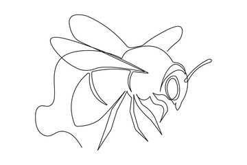 Minimalist one line bee drawing isolated outline elegant modern illustration art