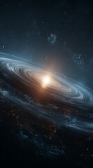 Obraz premium A spiral galaxy with a bright central core and swirling arms set against a star-filled cosmic background