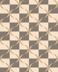 Obraz premium Vector seamless pattern for textiles, websites, presentations with beige and coffee rectangles and smooth abstract shapes.