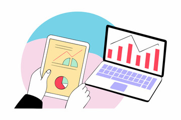 business woman drawing chart
