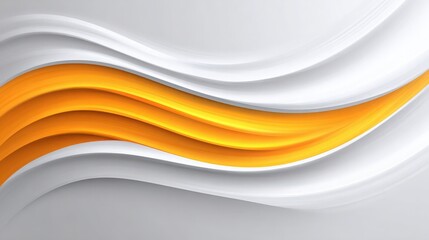 Dynamic abstract waves in white and vibrant orange create an energetic and modern visual effect.