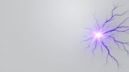 An abstract representation of electric energy with vibrant purple lightning against a soft gray background.
