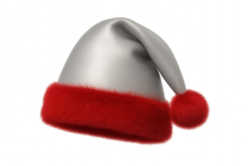 Classic santa claus hat with red fur trim on transparent background