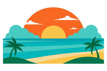 tropical beach with palm trees