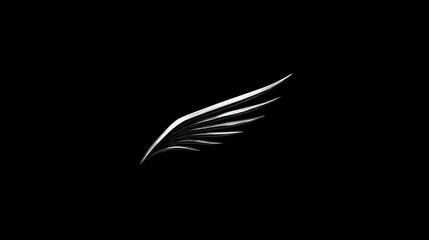 A sleek silver wing logo on a dark background, symbolizing flight and freedom.