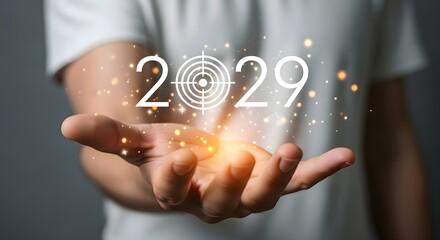 Fototapeta premium Achieve goals in 2029: setting future targets and strategic planning for success in the coming year