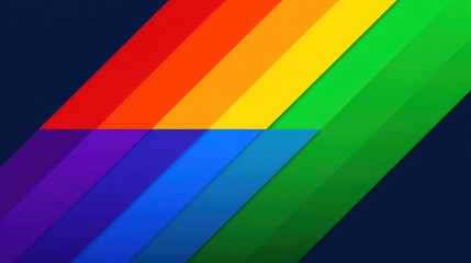 Vibrant rainbow stripes in a dynamic diagonal pattern create a colorful visual impact.