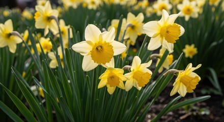 Obraz premium Yellow Daffodils in a Spring Garden