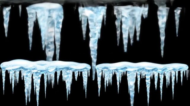 &ldquo;Icicles frost overlay pack, long dripping icicles with realistic frozen shine, transparent PNG, isolated on black for easy blending, professional graphic design element for winter themes, photo editi