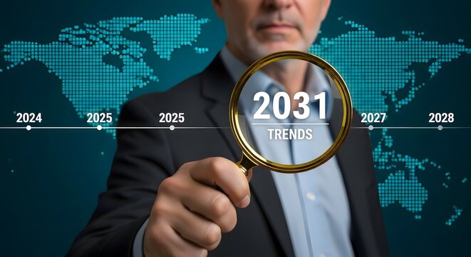 Analyzing future trends for business growth in with a magnifying glass on the year of twenty thirty one
