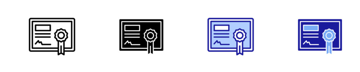 Certificate  Icon Set Multiple Style Collection
