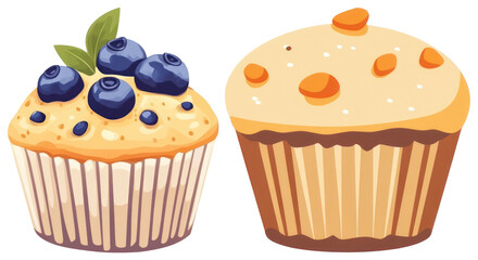 PNG Delicious blueberry and carrot muffins, element set on transparent background