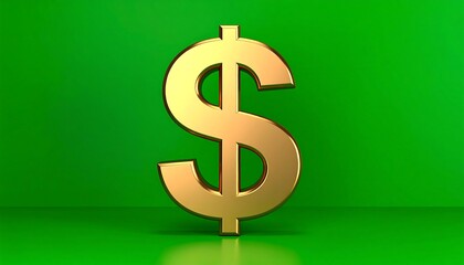 Obraz premium Gold dollar sign on green background