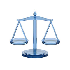3d icon of Balance scales of justice in blue isolated on a white background