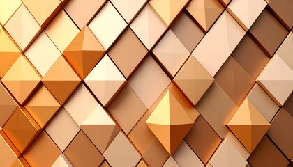 Geometric abstract pattern of golden squares and pyramids