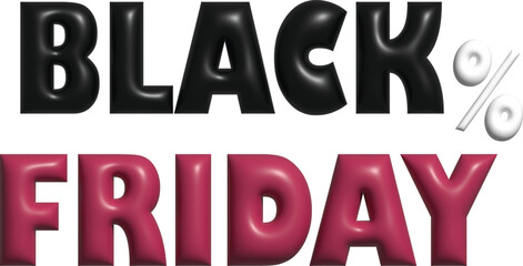 3d Black Friday text and percent symbol.