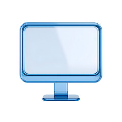 3d icon of minimalist glossy blue computer monitor design