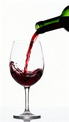 Studio shot of red wine being poured into a glass against a clean white background.