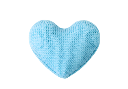 Knitted Blue Heart: A Soft Textile Symbol of Love and Comfort on White