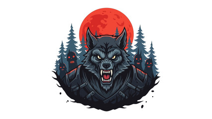 Night Wolf Icon: A fierce wolf stands against a backdrop of moon, its teeth bared, embodying primal energy and a night-time aura.
