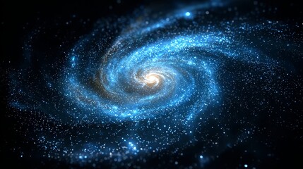 Obraz premium Spiral galaxy with bright core and swirling arms filled with stars and cosmic dust
