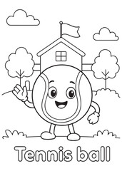 coloring book tennis ball standing in front of school building