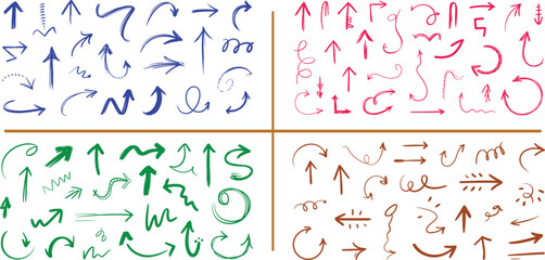 Fototapeta premium Sketch arrow set. Vector illustration for your business and education design. Hand drawn Elements for design
