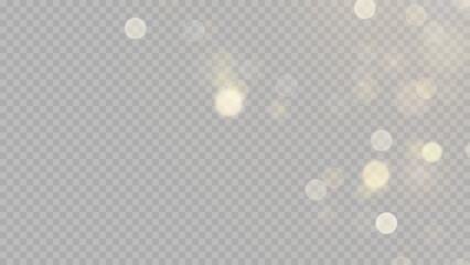 Obraz na płótnie Canvas Golden dust light png. Christmas glowing bokeh confetti and sparkle overlay texture for your design. Stock royalty free vector illustration. PNG 