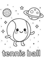 coloring book tennis ball exploring space with planets