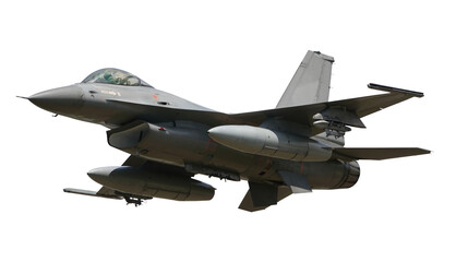f 16 fighter jet isolated on transparent background