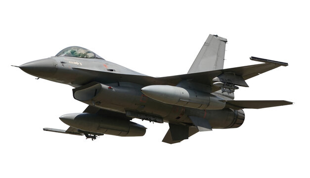 f 16 fighter jet isolated on transparent background