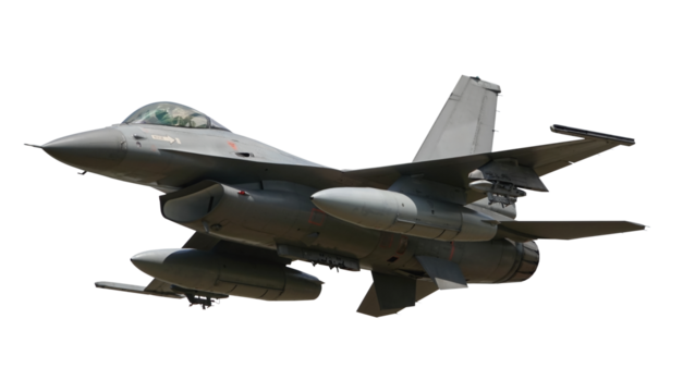 f 16 fighter jet isolated on transparent background