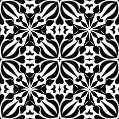 Fototapeta premium Seamless Black and White Floral Pattern Vector Design