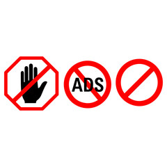No ads and no hand sign, stop sign, prohibition symbols.