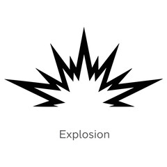 Explosion graphic illustration of a black and white burst.