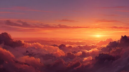 Stunning Sunset Above a Sea of Clouds A Breathtaking Aerial View