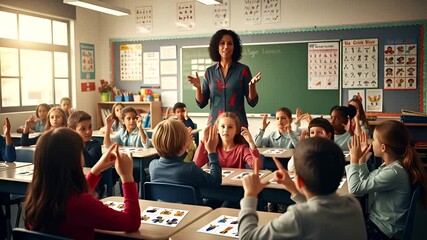 Diverse Classroom Engaged in Sign Language Lesson with Dedicated Teacher